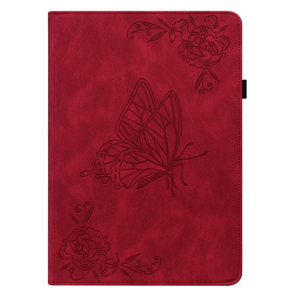 Funda de cuero con mariposas Apple iPad 11 11th Gen (2025) Rojo
