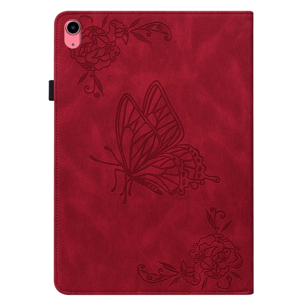 Funda de cuero con mariposas Apple iPad 11 11th Gen (2025) Rojo