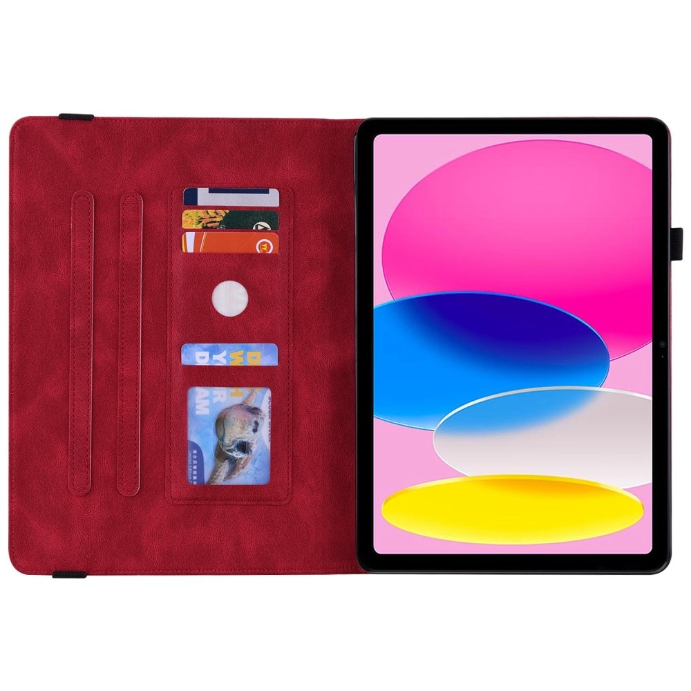 Funda de cuero con mariposas iPad 10.9 10th Gen (2022) rojo