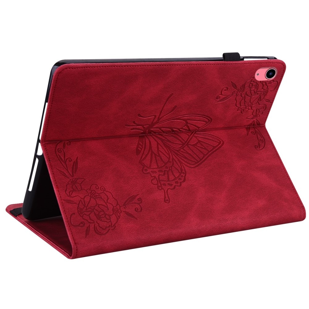 Funda de cuero con mariposas Apple iPad 11 11th Gen (2025) Rojo