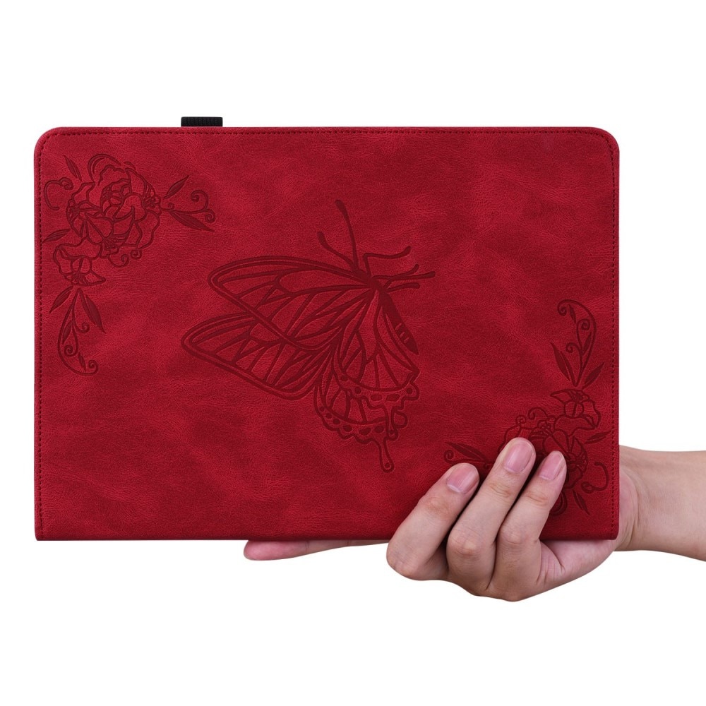 Funda de cuero con mariposas Apple iPad 11 11th Gen (2025) Rojo