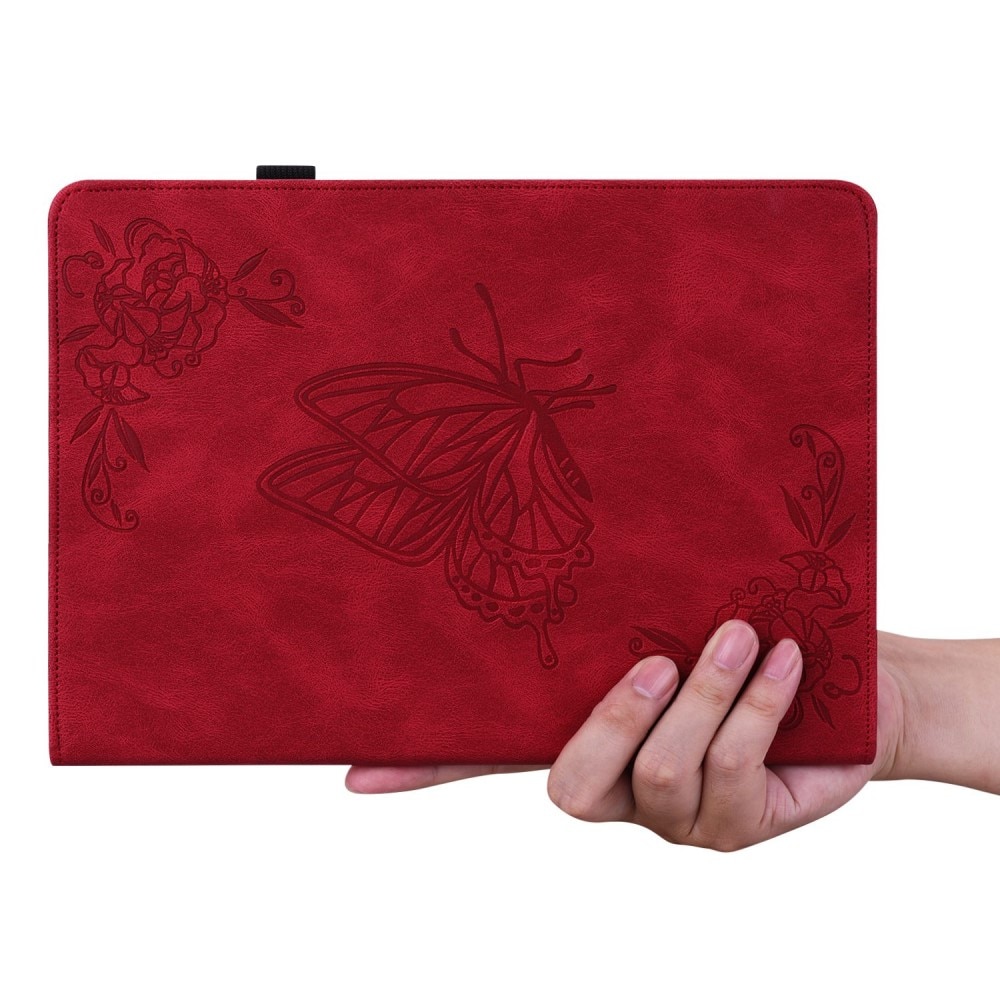 Funda de cuero con mariposas iPad 10.9 10th Gen (2022) rojo