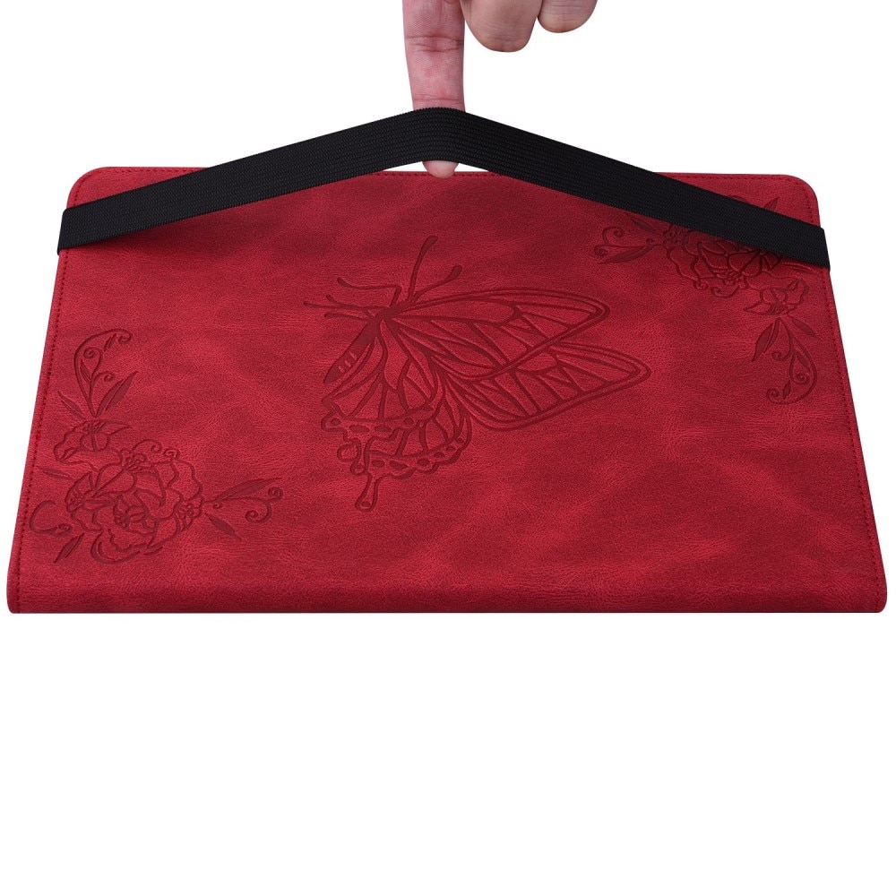 Funda de cuero con mariposas Apple iPad 11 11th Gen (2025) Rojo