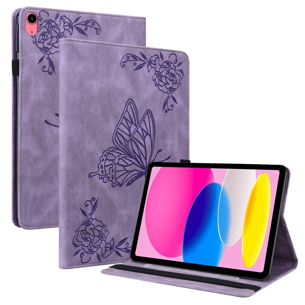 Funda de cuero con mariposas iPad 10.9 10th Gen (2022) violeta