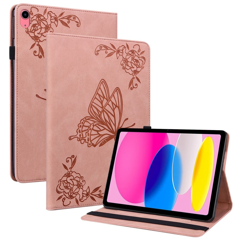 Funda de cuero con mariposas iPad 10.9 10th Gen (2022) rosado