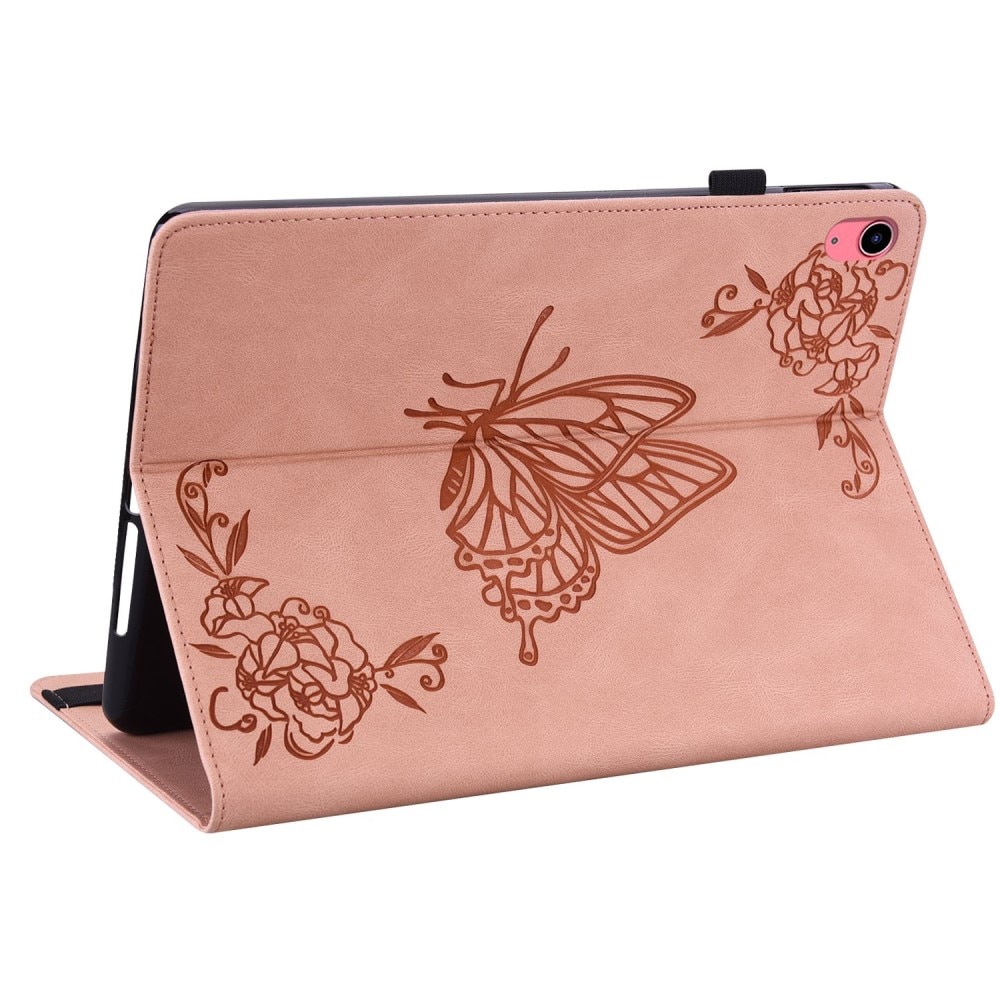 Funda de cuero con mariposas Apple iPad 11 11th Gen (2025) Rosa