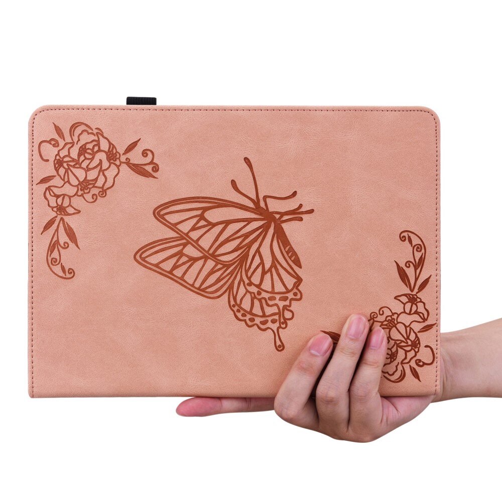 Funda de cuero con mariposas Apple iPad 11 11th Gen (2025) Rosa