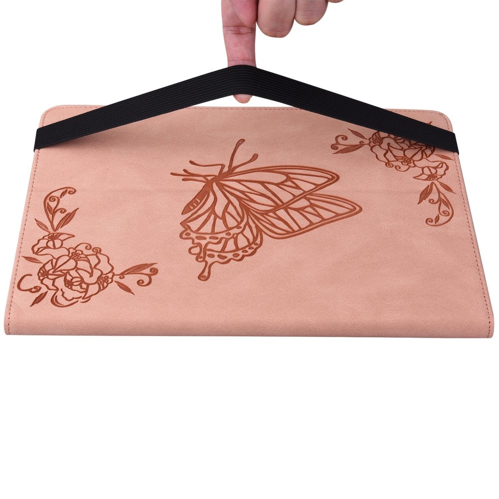 Funda de cuero con mariposas Apple iPad 11 11th Gen (2025) Rosa