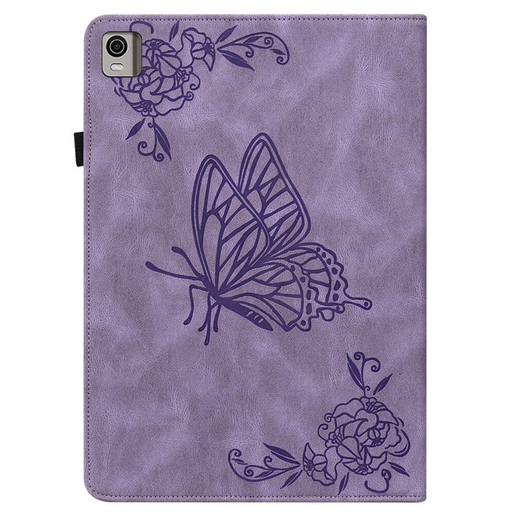 Funda de cuero con mariposas Nokia T21 violeta