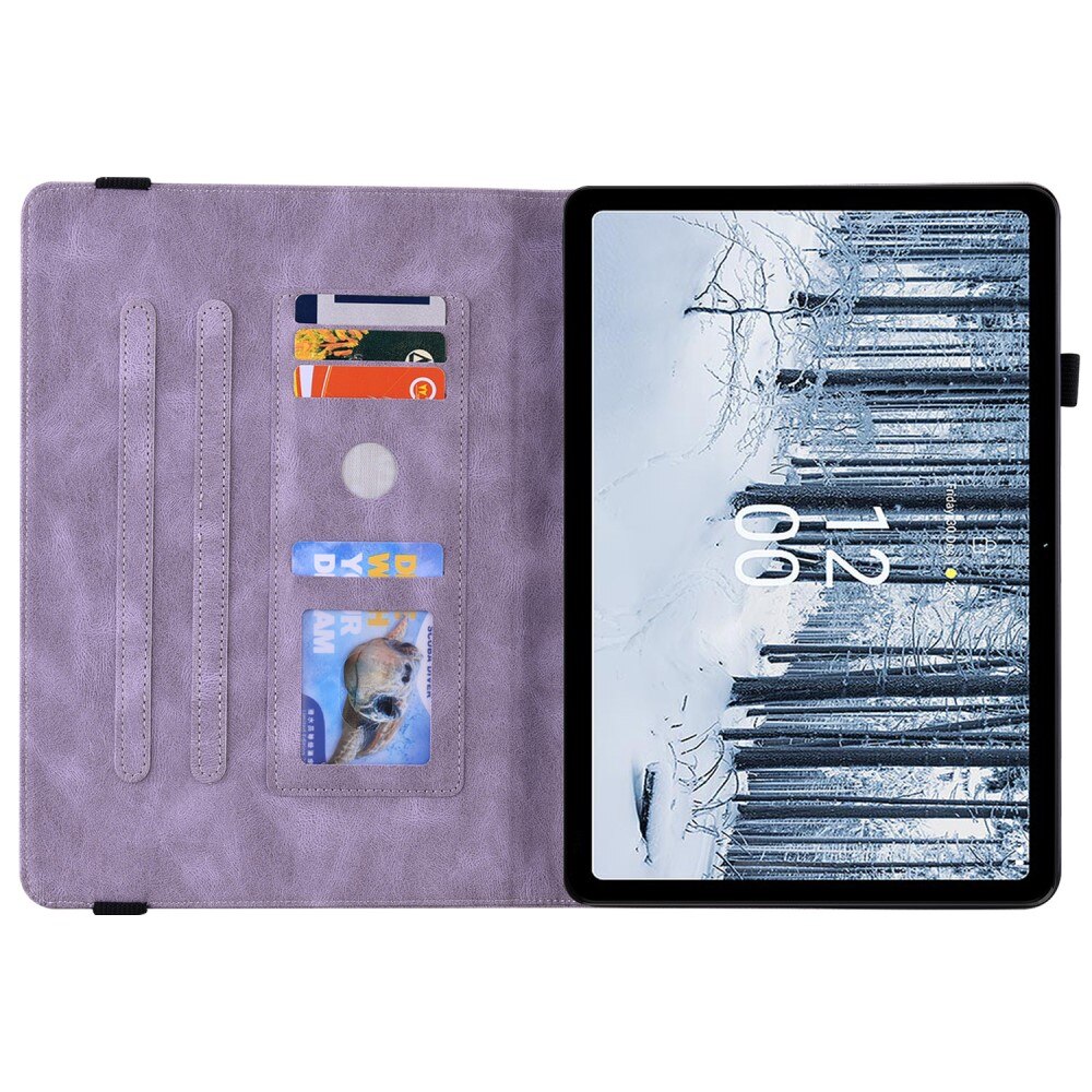 Funda de cuero con mariposas  Nokia T21 Púrpura