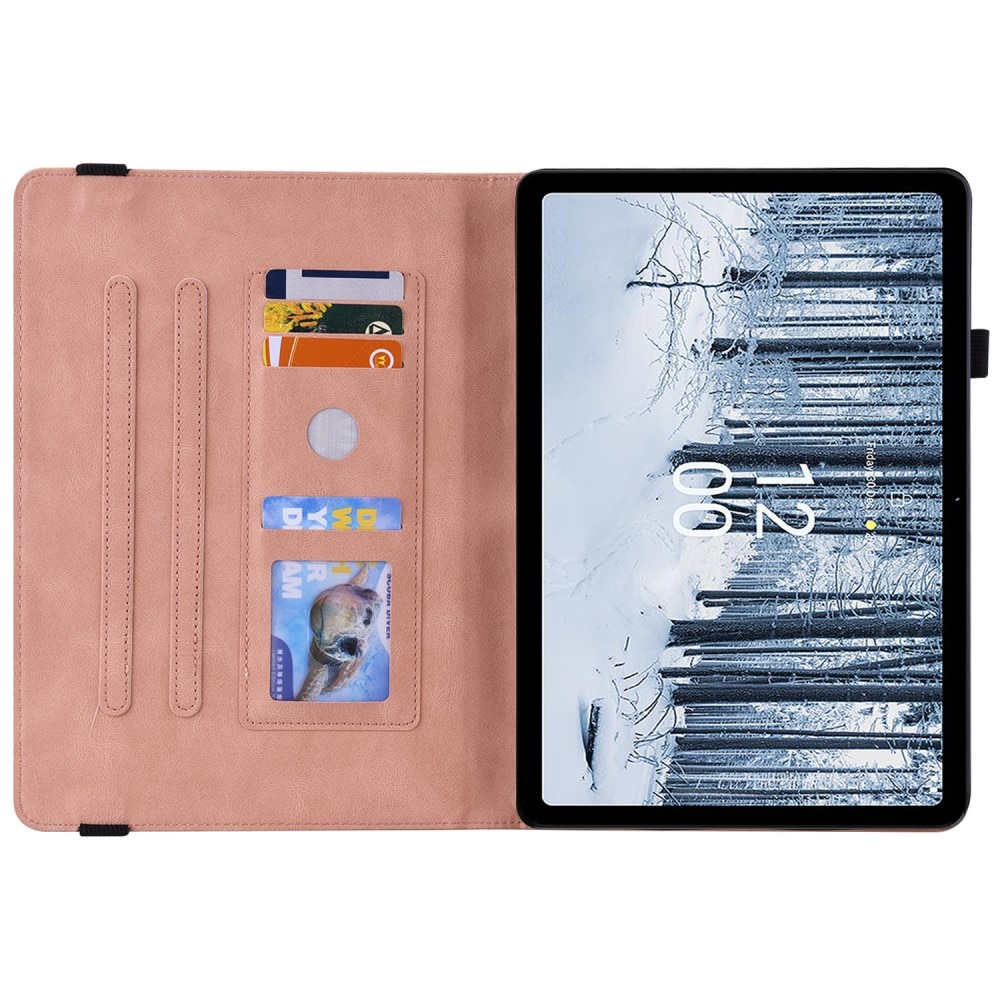 Funda de cuero con mariposas  Nokia T21 Rosa
