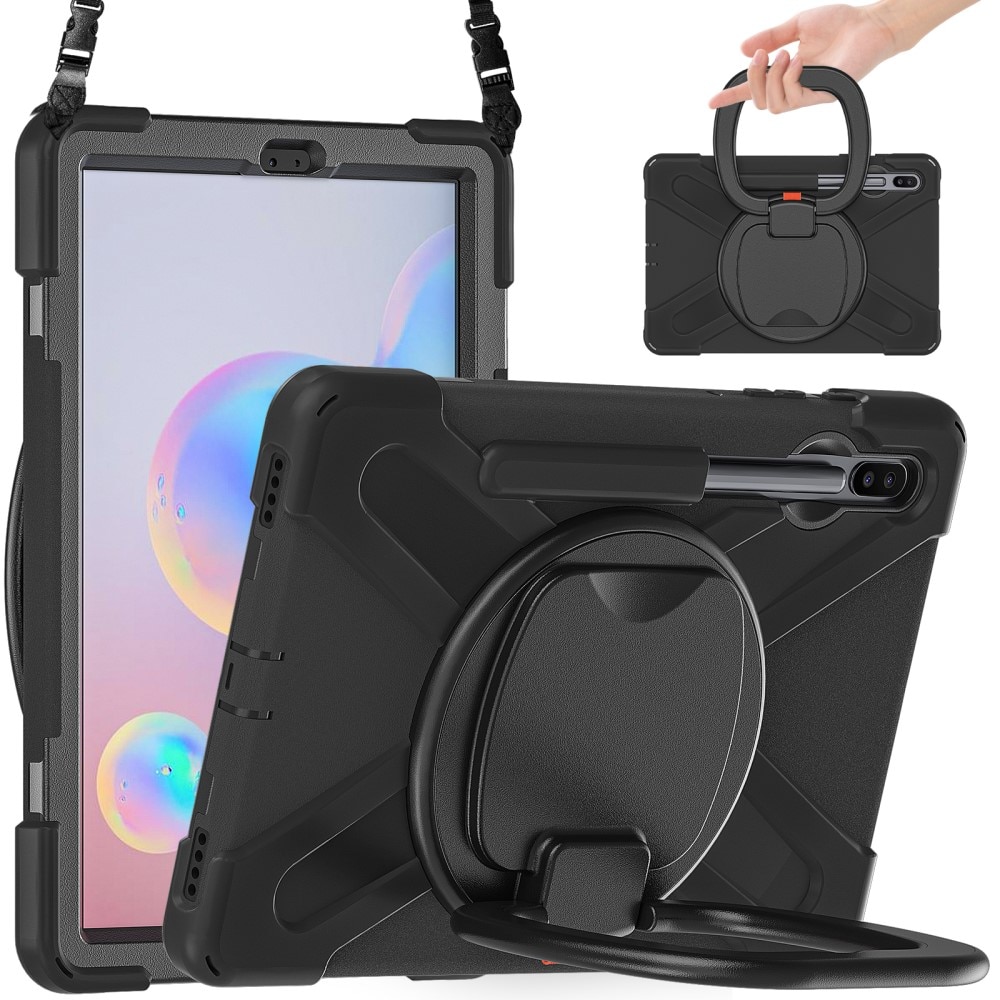 Funda híbrida a prueba de golpes Correa el hombro Samsung Galaxy Tab S6 10.5 negro