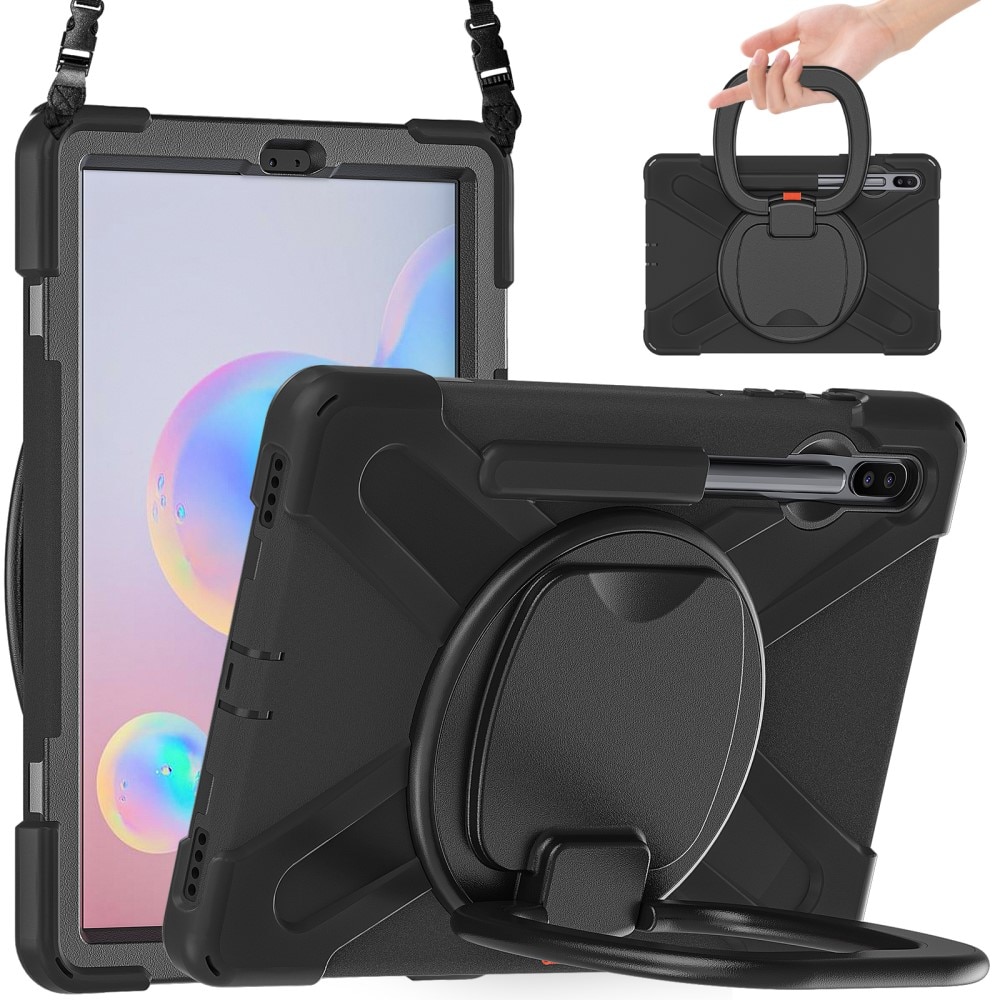 Kickstand Hybrid Case a prueba de golpes Correa el hombro Samsung Galaxy Tab S6 10.5 negro