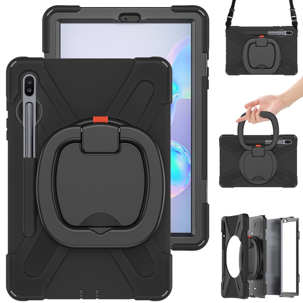 Kickstand Hybrid Case a prueba de golpes Correa el hombro Samsung Galaxy Tab S6 10.5 negro