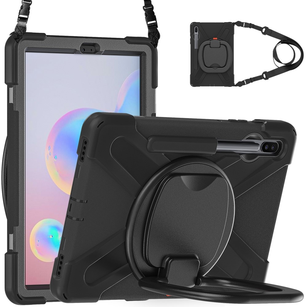 Kickstand Hybrid Case a prueba de golpes Correa el hombro Samsung Galaxy Tab S6 10.5 negro