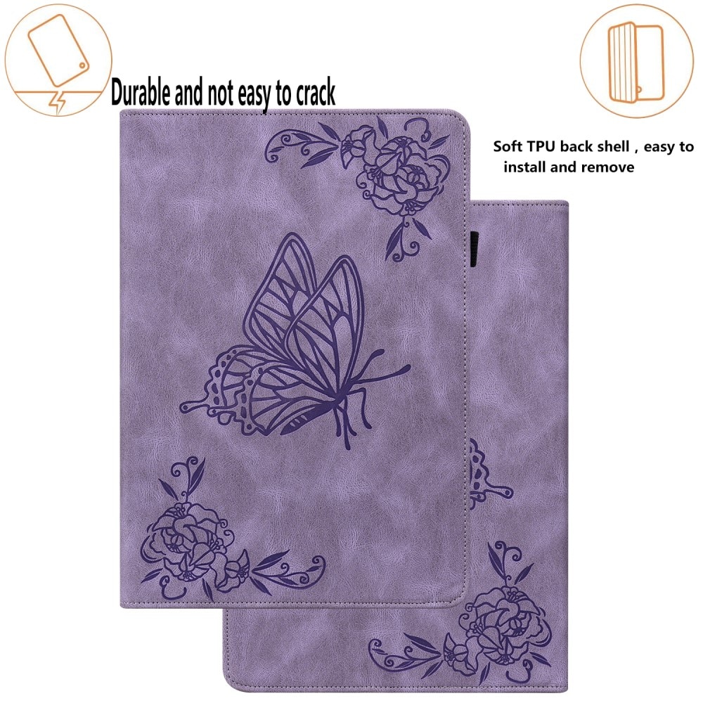 Funda de cuero con mariposas Lenovo Tab M9 violeta