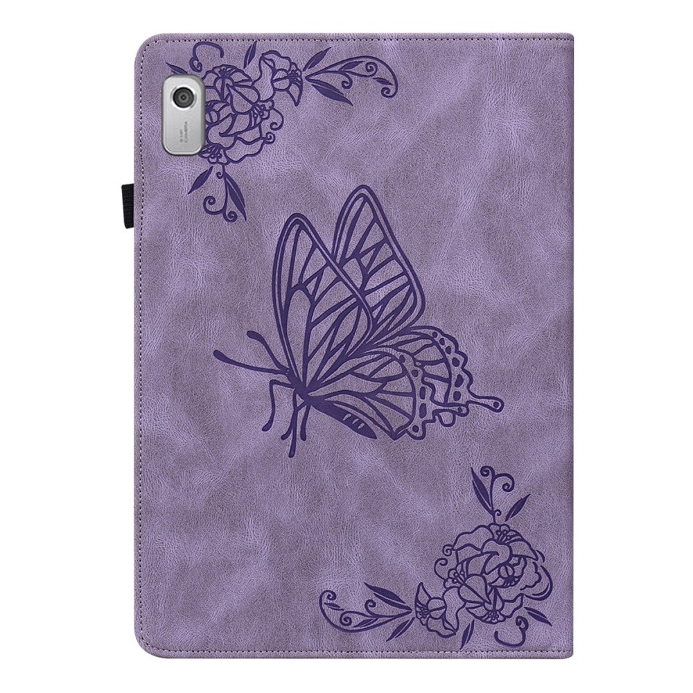 Funda de cuero con mariposas Lenovo Tab M9 violeta