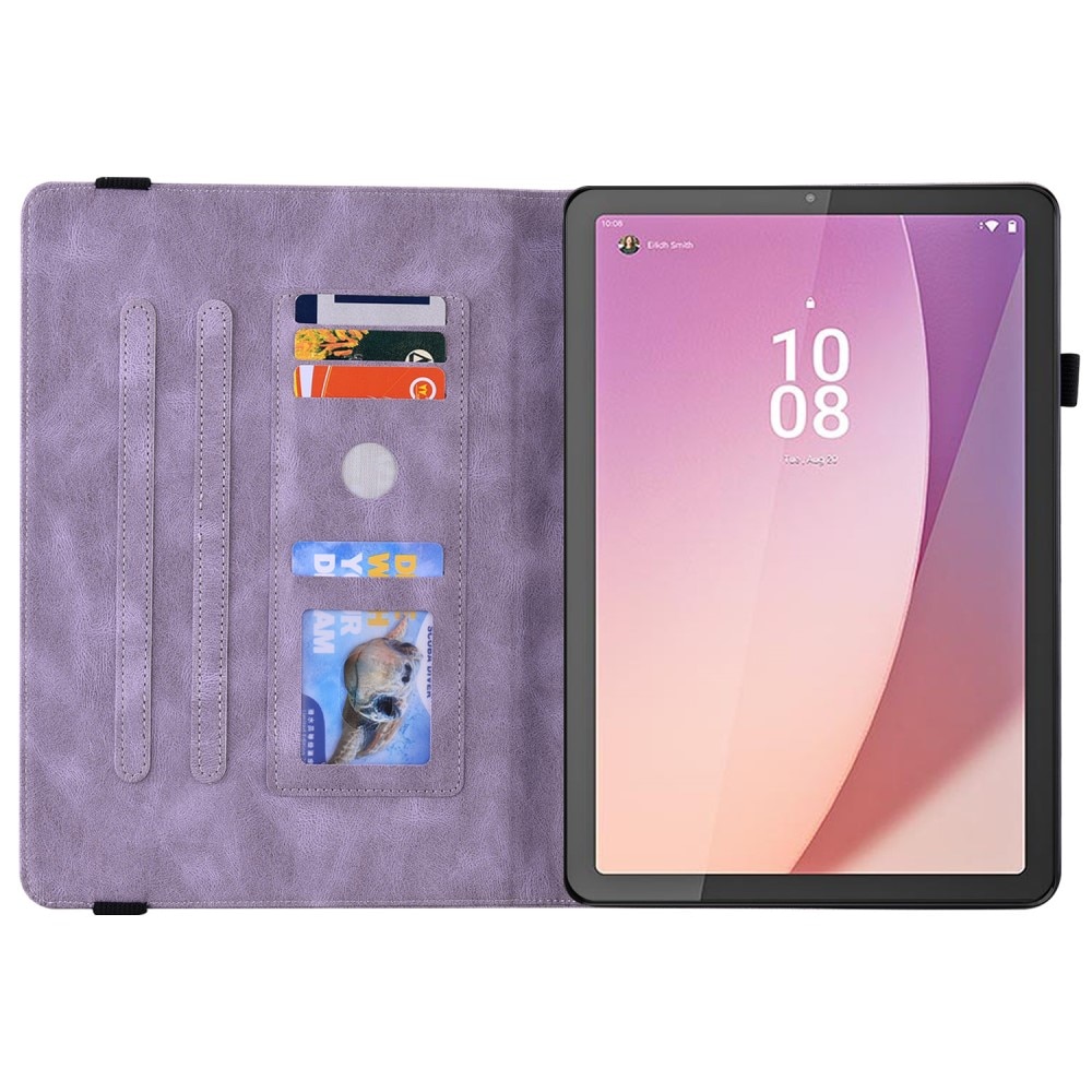 Funda de cuero con mariposas Lenovo Tab M9 violeta