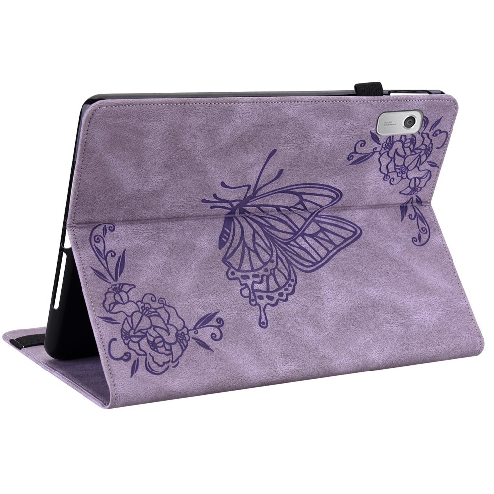 Funda de cuero con mariposas Lenovo Tab M9 violeta