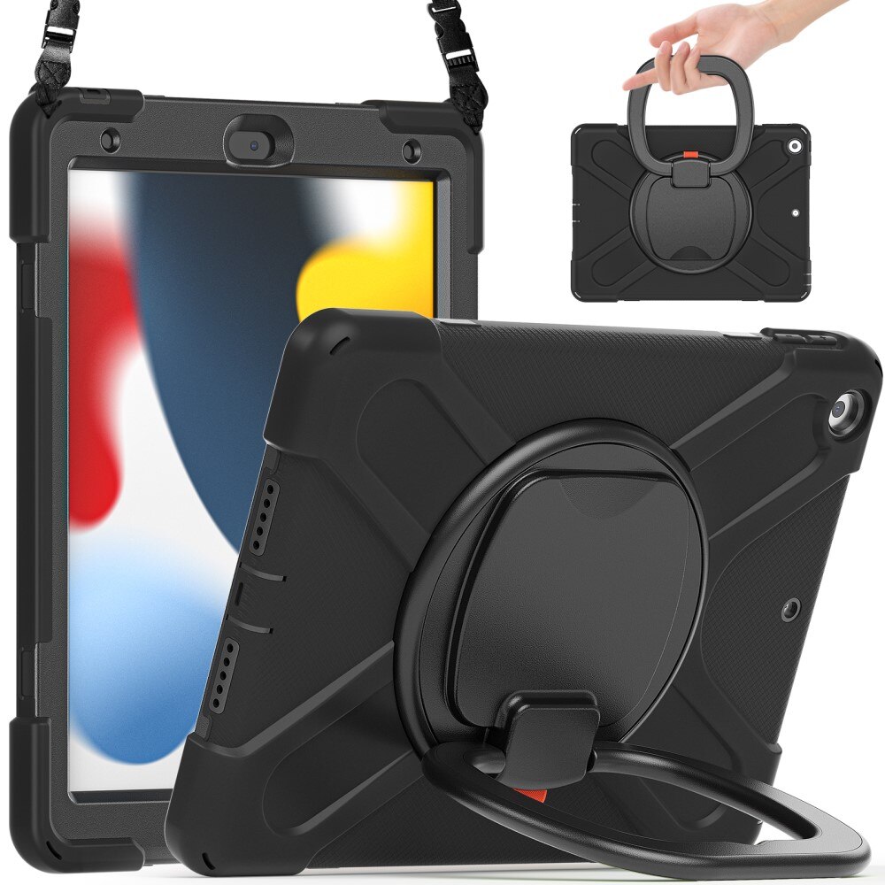 Funda híbrida con soporte y correa para el hombro iPad 10.2 9th Gen (2021) negro