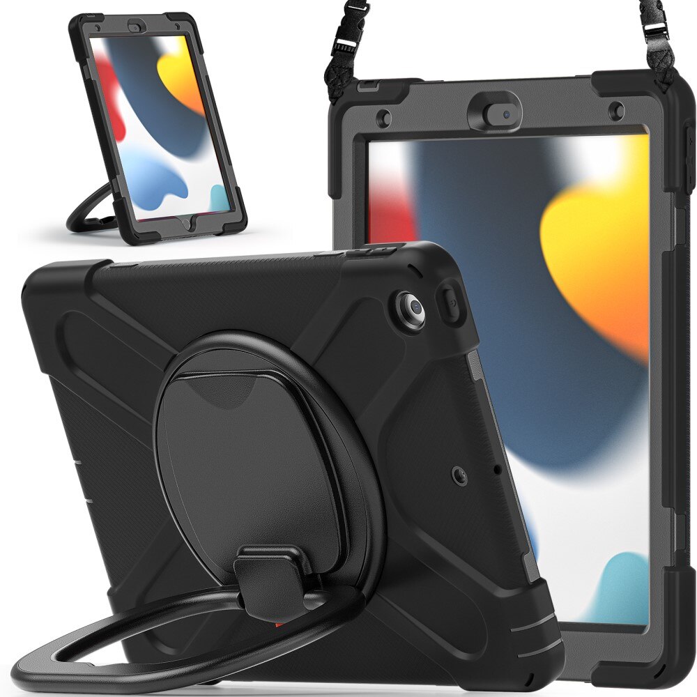 Funda híbrida con soporte y correa para el hombro iPad 10.2 8th Gen (2020) negro