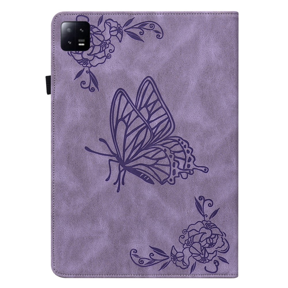 Funda de cuero con mariposas Xiaomi Pad 6 violeta