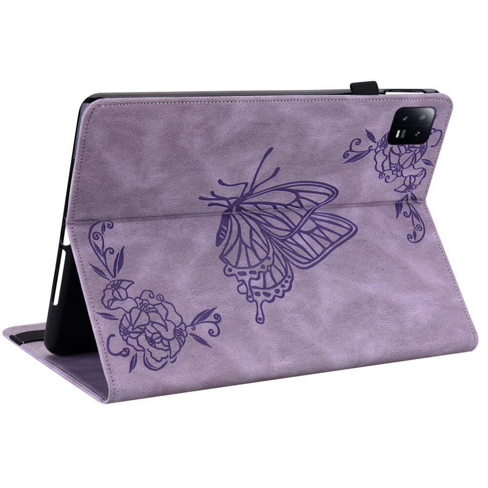 Funda de cuero con mariposas Xiaomi Pad 6 Púrpura