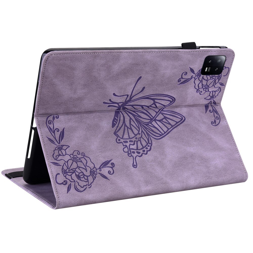 Funda de cuero con mariposas Xiaomi Pad 6 violeta