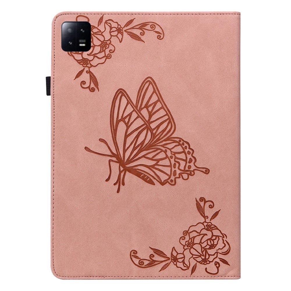 Funda de cuero con mariposas Xiaomi Pad 6 rosado