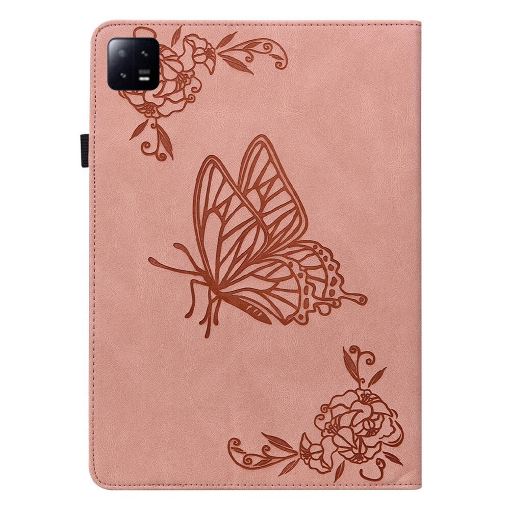 Funda de cuero con mariposas Xiaomi Pad 6 Rosa