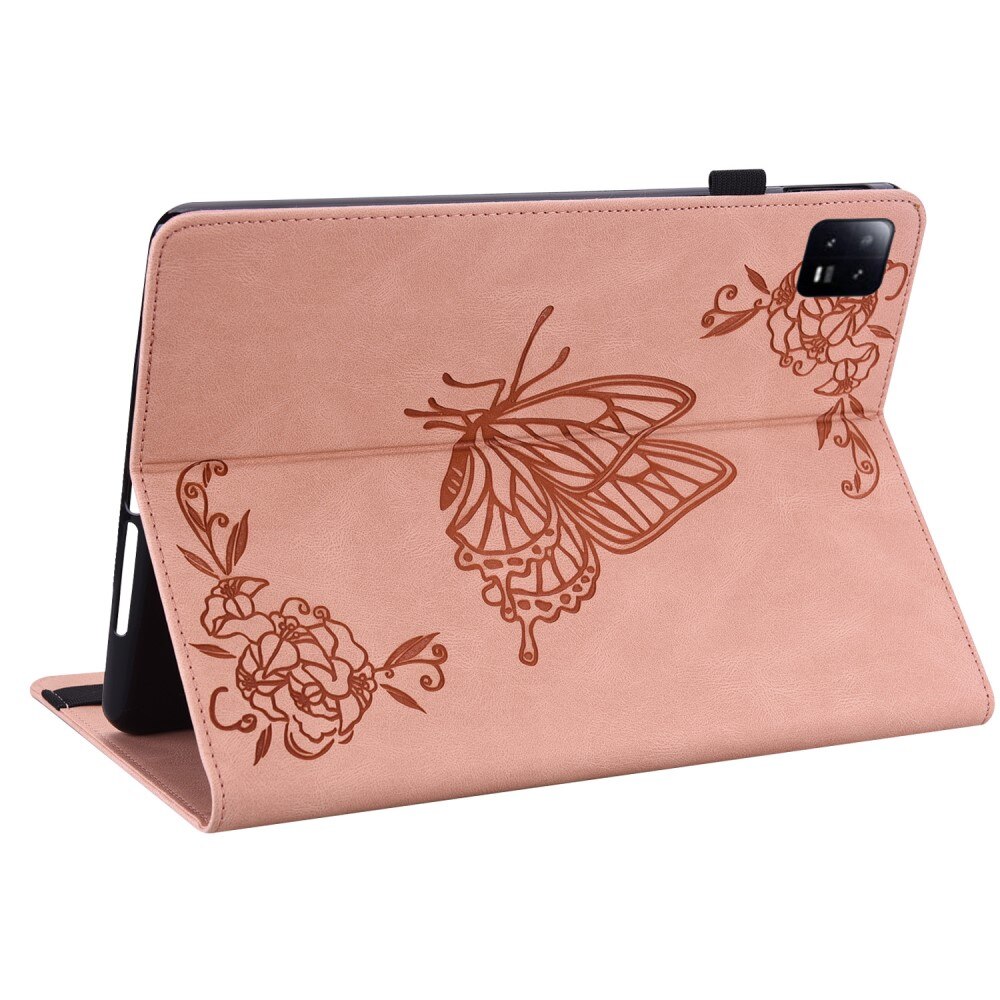 Funda de cuero con mariposas Xiaomi Pad 6 rosado