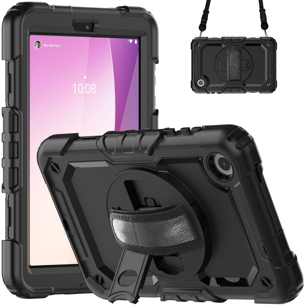 Full Protection Funda híbrida a prueba de golpes Correa el hombro Lenovo Tab M8 (4th Gen) negro