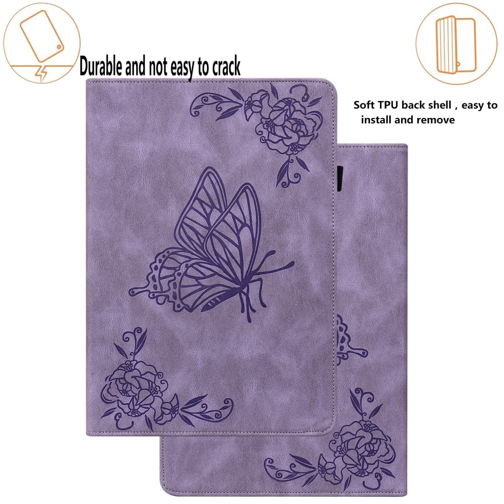 Funda de cuero con mariposas Samsung Galaxy Tab S7 Plus violeta