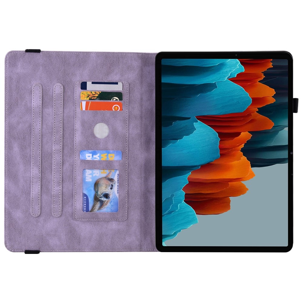 Funda de cuero con mariposas Samsung Galaxy Tab S9 FE Plus violeta
