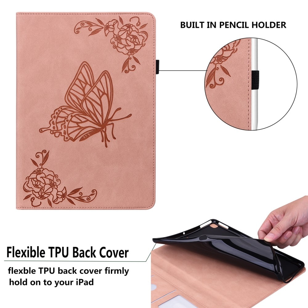 Funda de cuero con mariposas Samsung Galaxy Tab S8 Plus Rosa