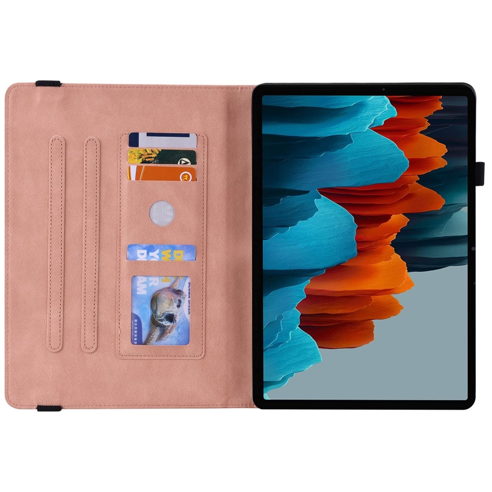 Funda de cuero con mariposas Samsung Galaxy Tab S7 Plus rosado