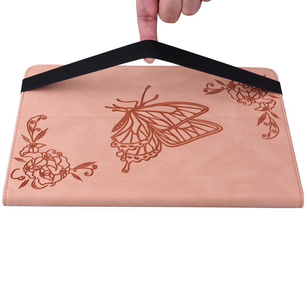 Funda de cuero con mariposas Samsung Galaxy Tab S9 Plus rosado