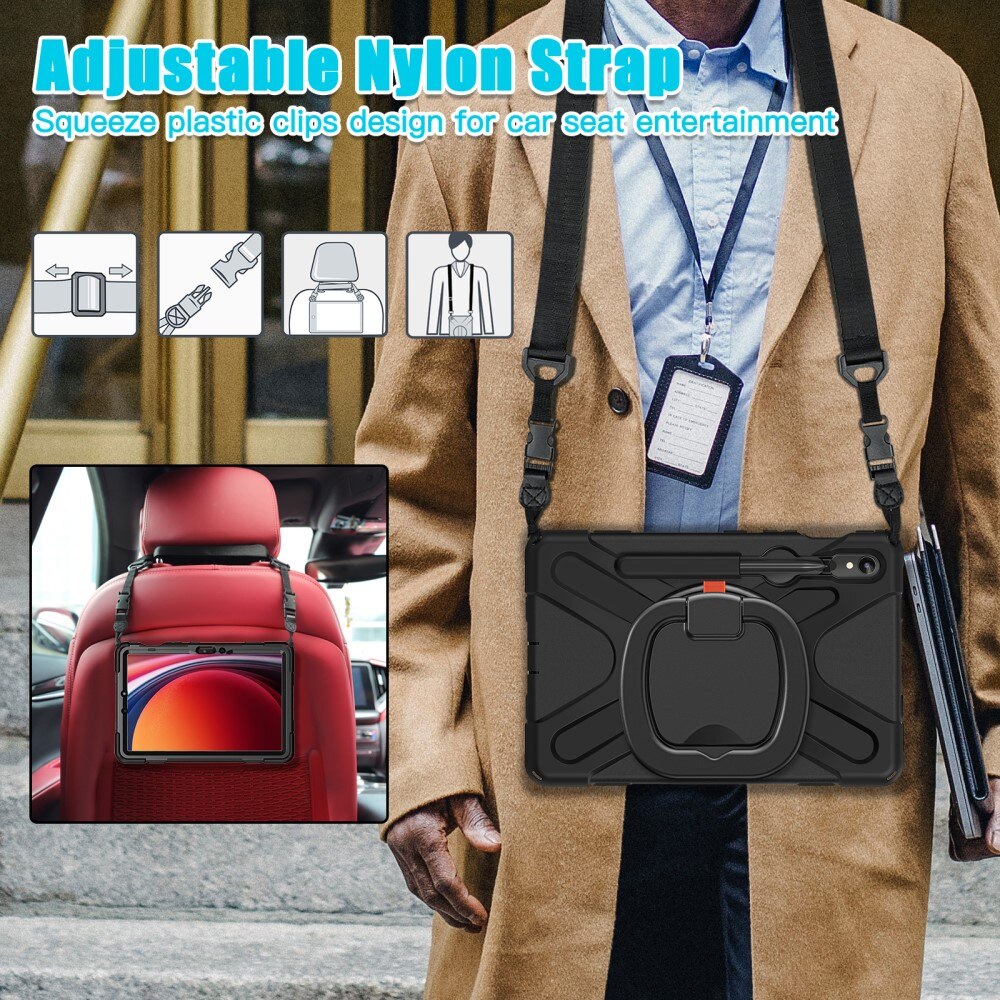 Funda híbrida con soporte y correa para el hombro Samsung Galaxy Tab S10 FE negro