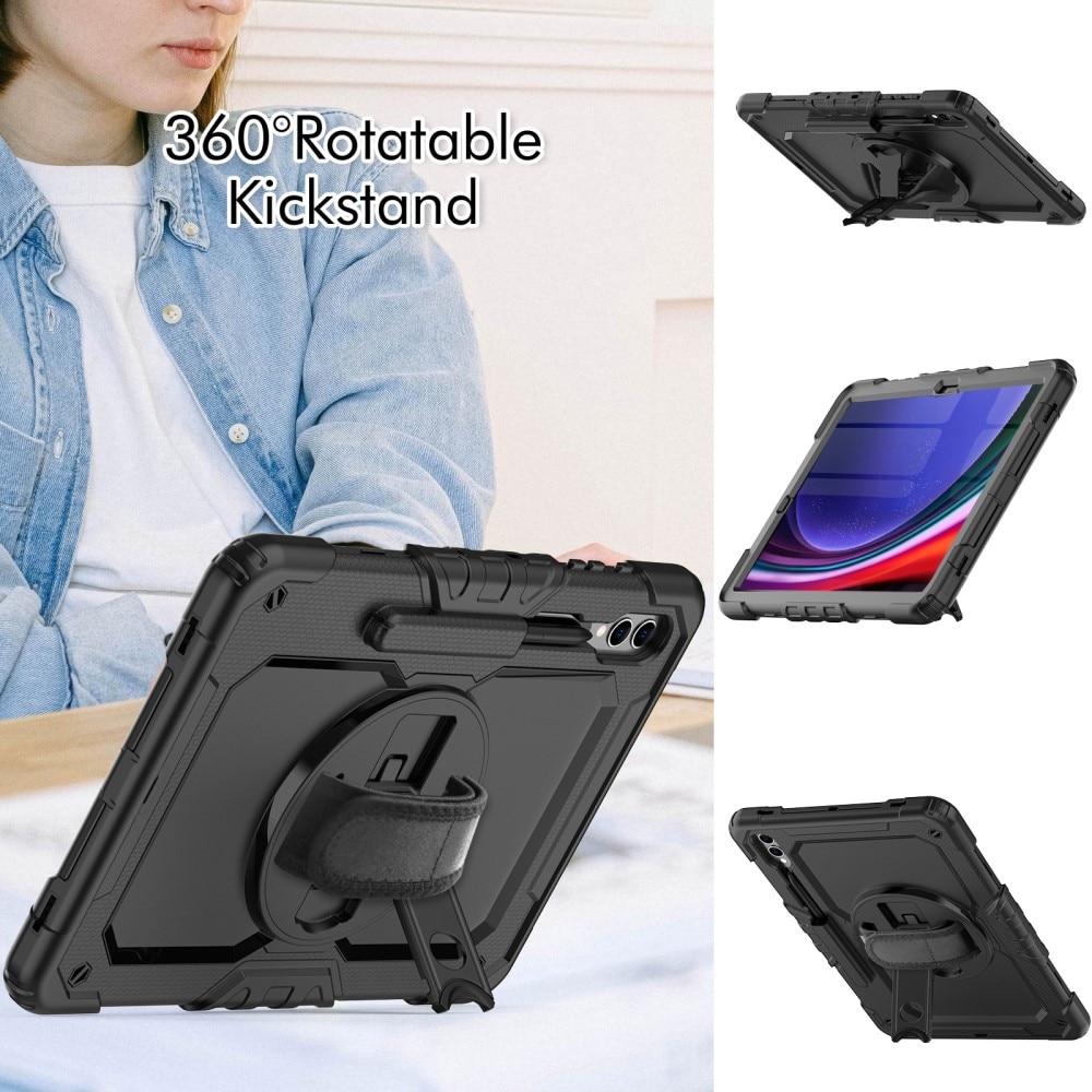 Full Protection Funda híbrida a prueba de golpes Correa el hombro Samsung Galaxy Tab S9 Plus negro