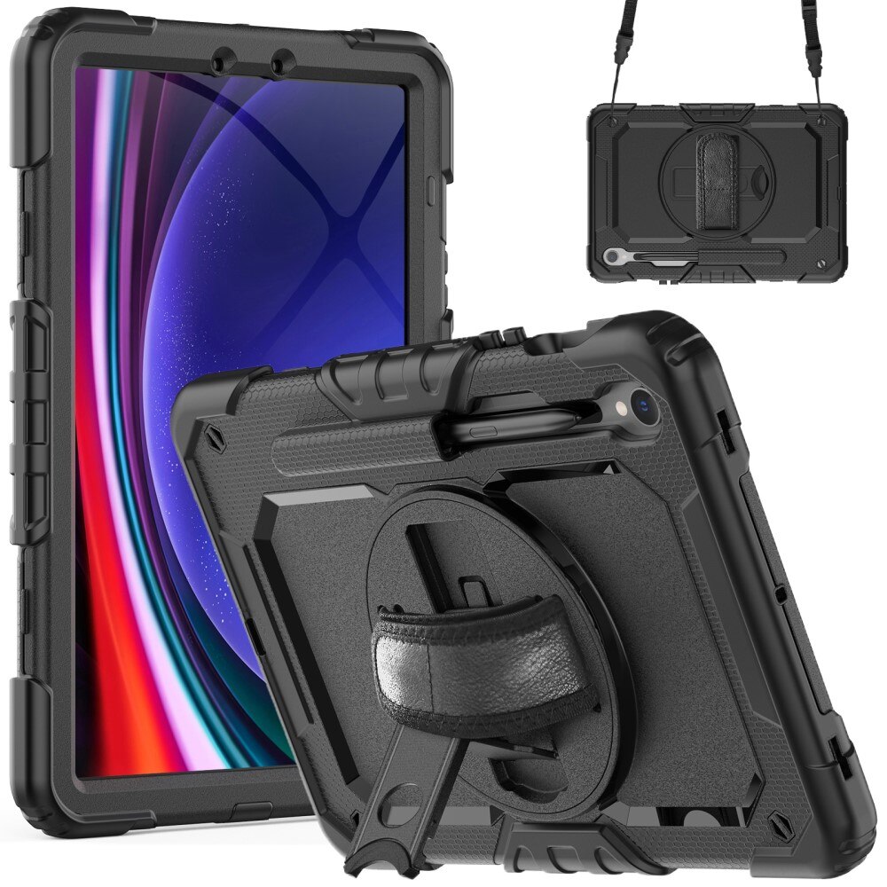 Full Protection Funda híbrida a prueba de golpes Correa el hombro Samsung Galaxy Tab S9 negro