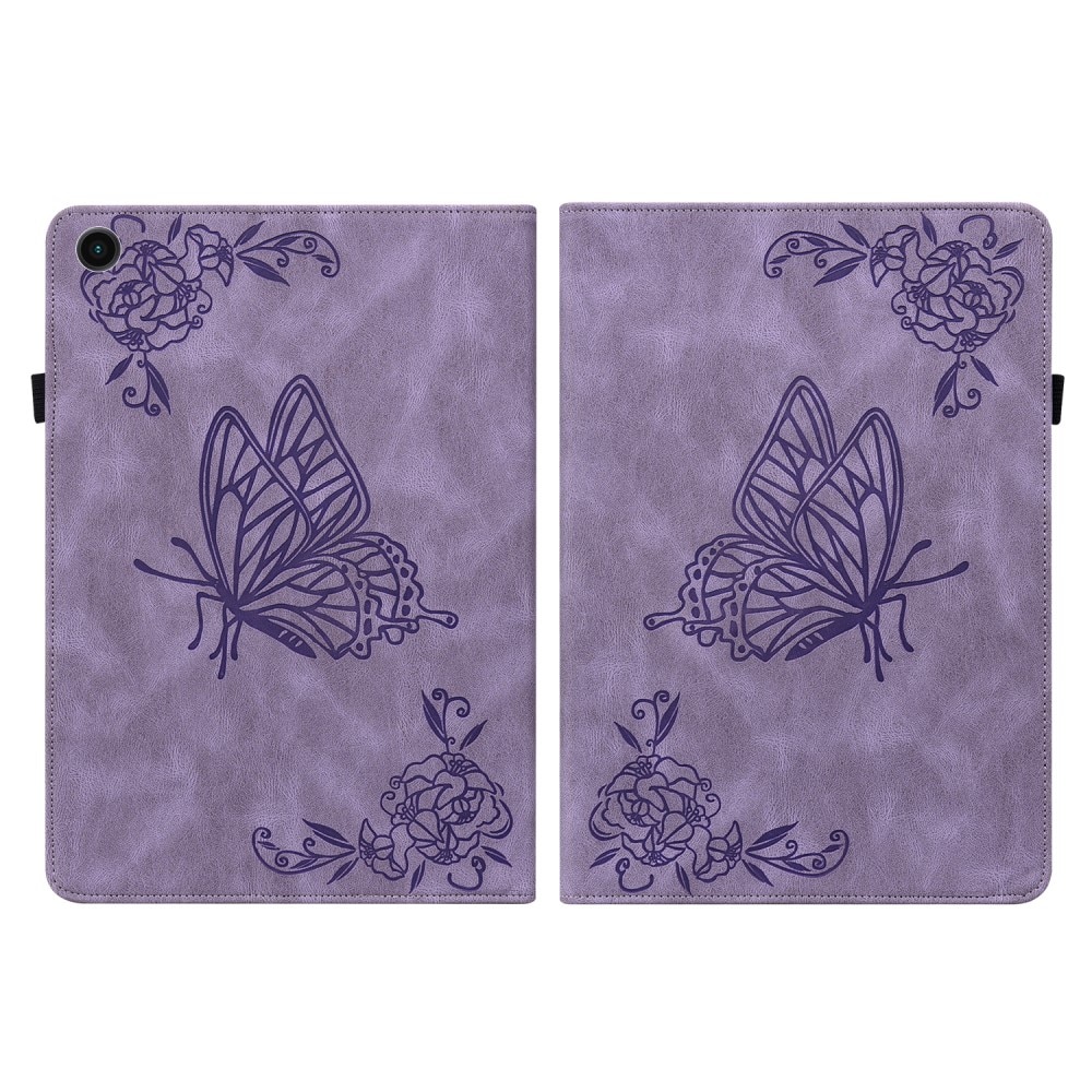 Funda de cuero con mariposas Samsung Galaxy Tab A9 Plus Púrpura