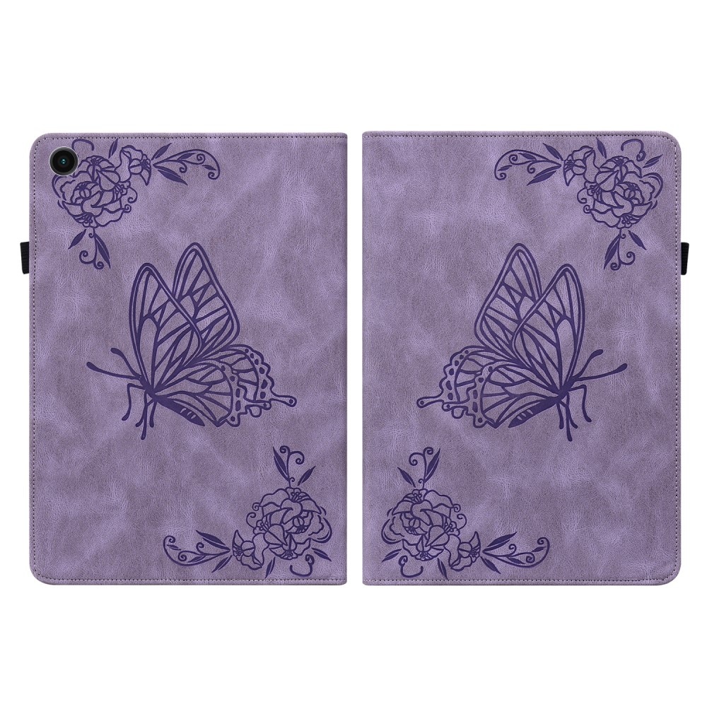 Funda de cuero con mariposas Samsung Galaxy Tab A9 Plus violeta