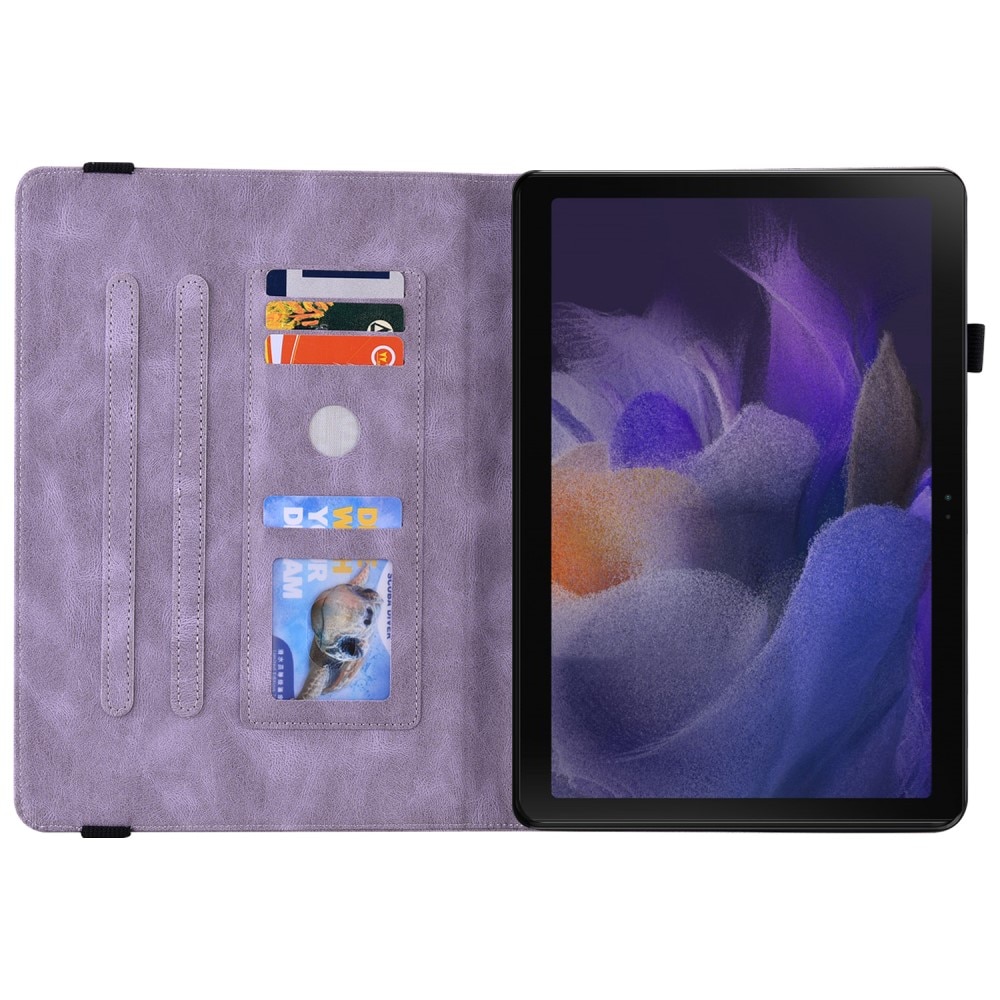 Funda de cuero con mariposas Samsung Galaxy Tab A9 Plus Púrpura