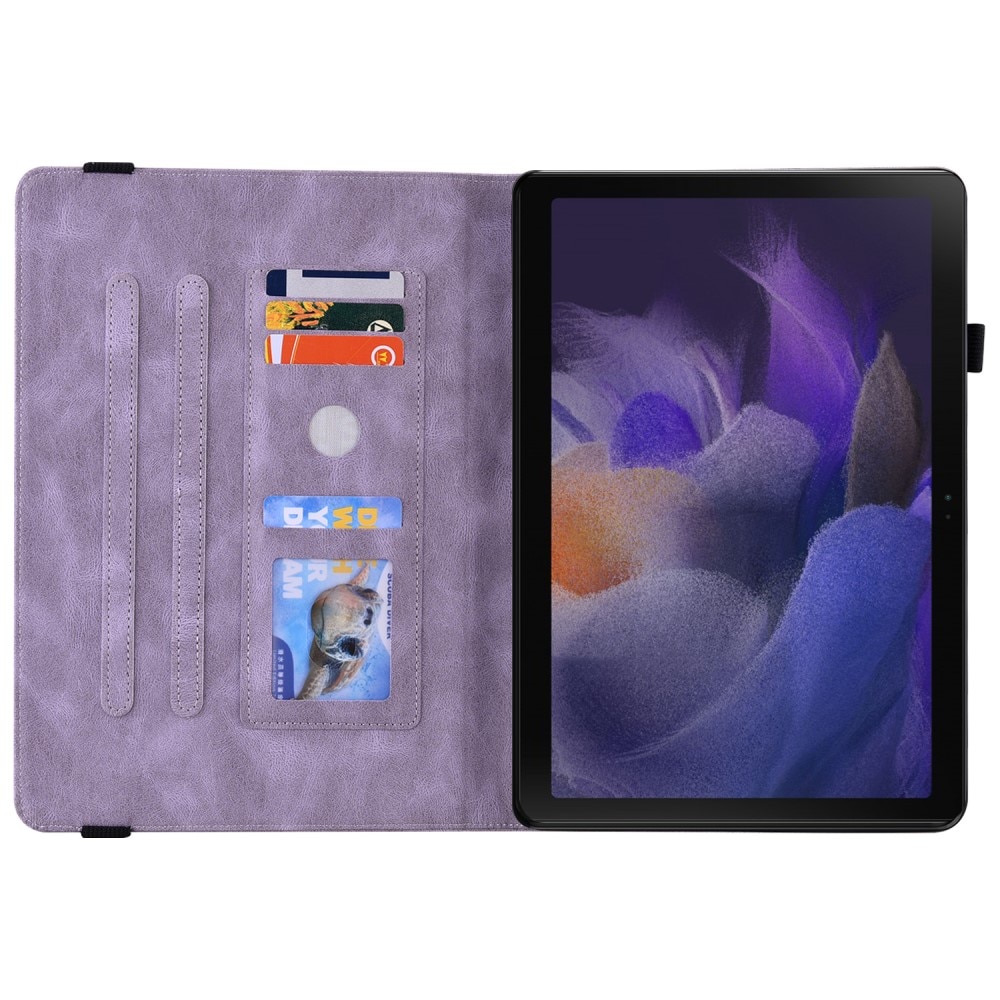 Funda de cuero con mariposas Samsung Galaxy Tab A9 Plus violeta