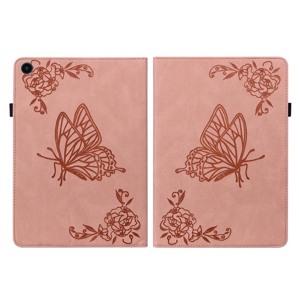 Funda de cuero con mariposas Samsung Galaxy Tab A9 Plus Rosa