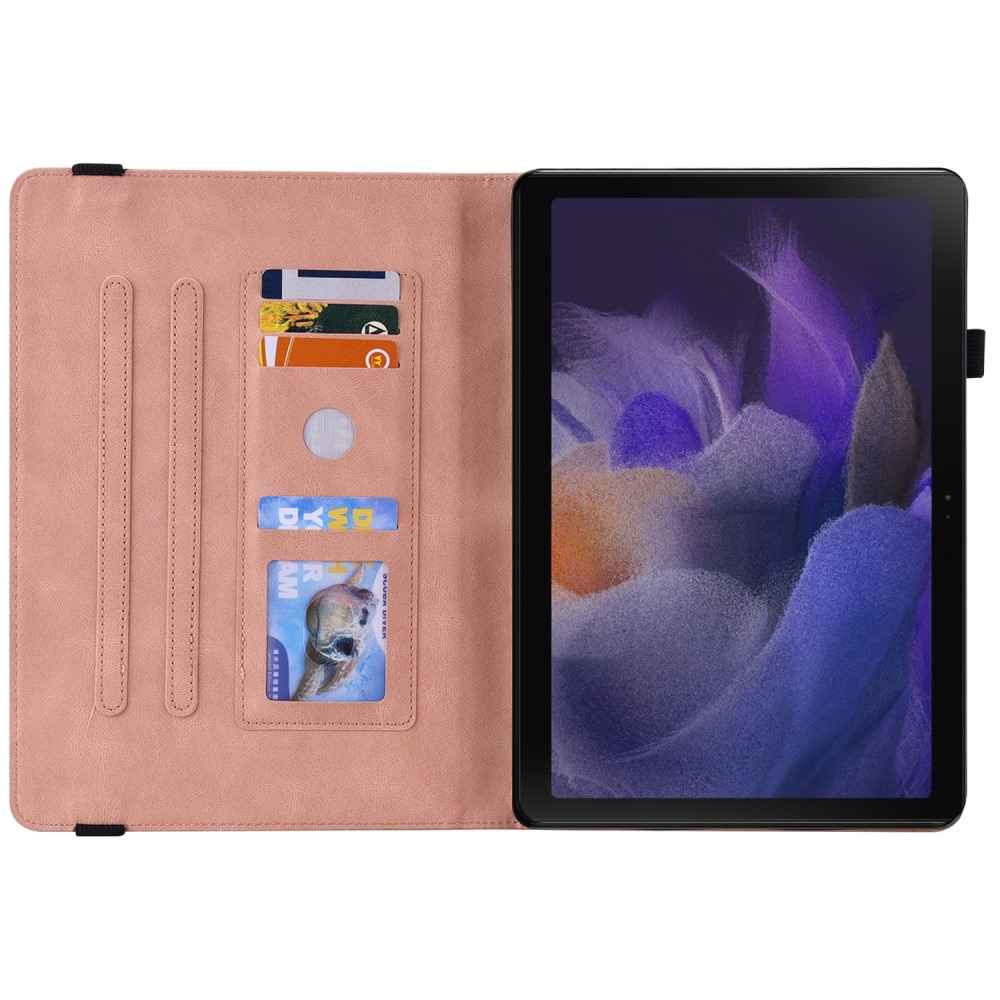 Funda de cuero con mariposas Samsung Galaxy Tab A9 Plus Rosa