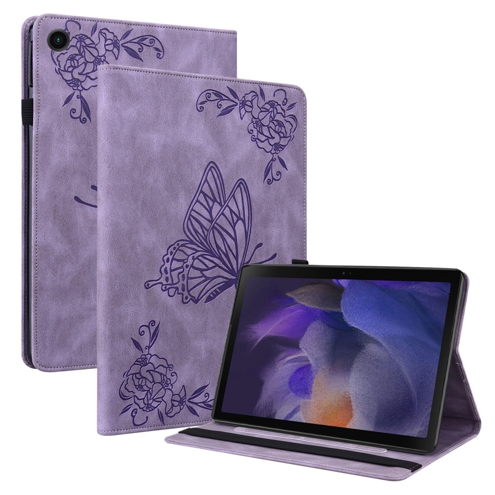 Funda de cuero con mariposas Samsung Galaxy Tab A9 violeta