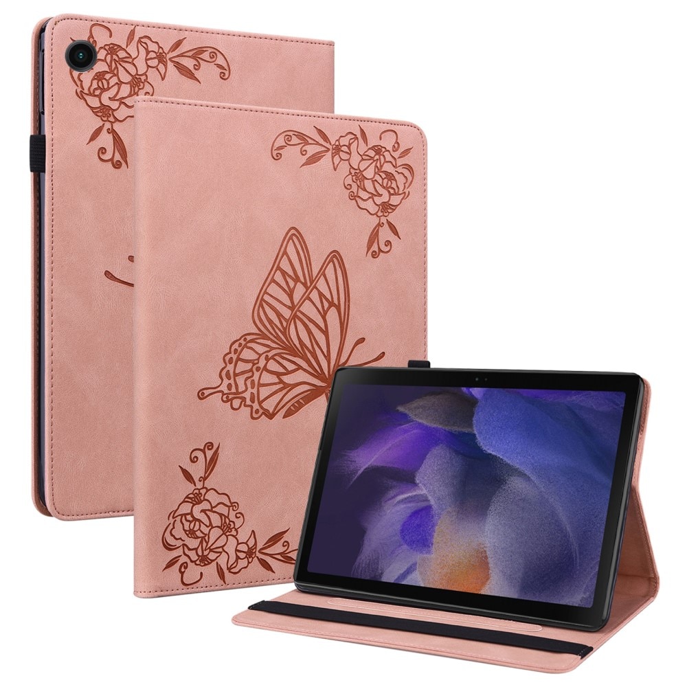 Funda de cuero con mariposas Samsung Galaxy Tab A9 rosado