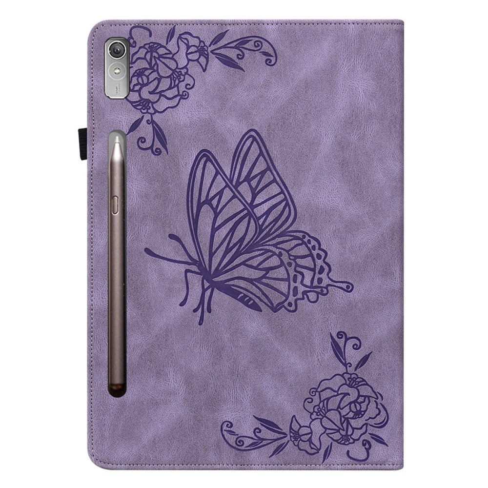 Funda de cuero con mariposas  Lenovo Tab P12 Púrpura