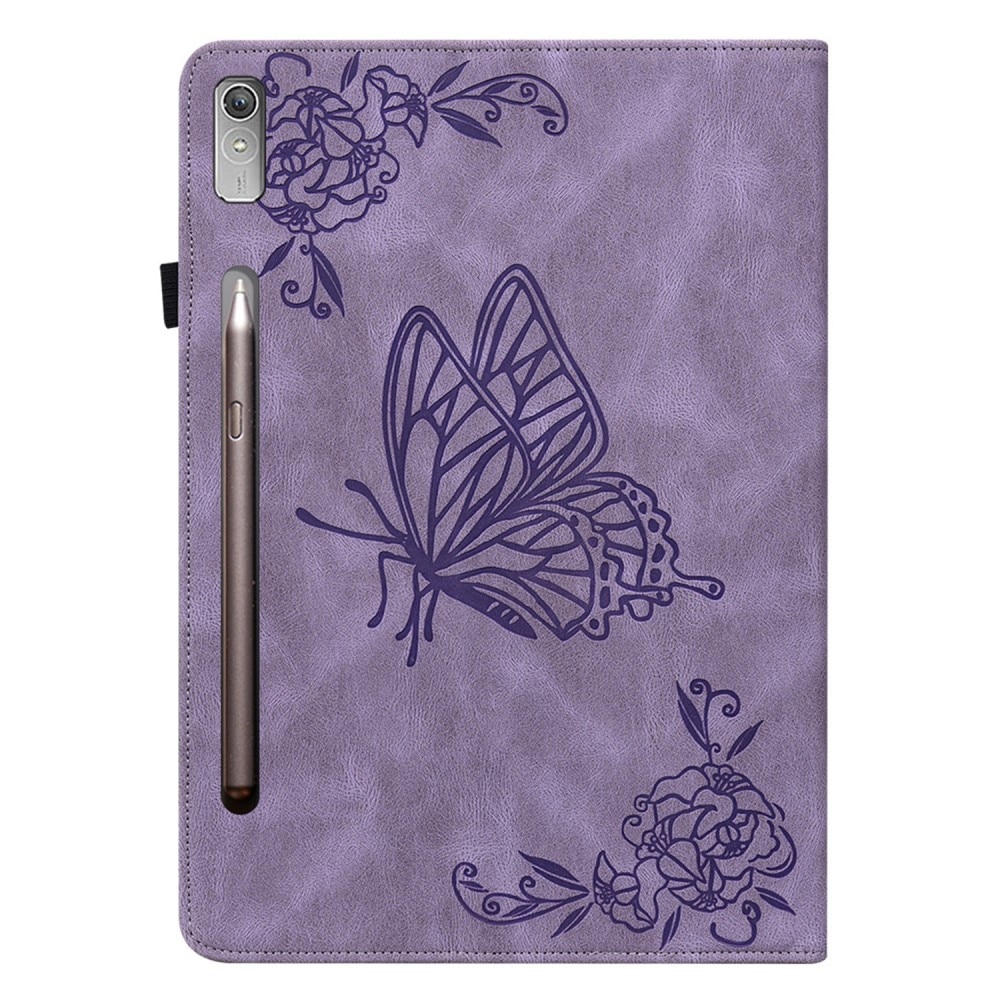 Funda de cuero con mariposas Lenovo Tab P12 violeta